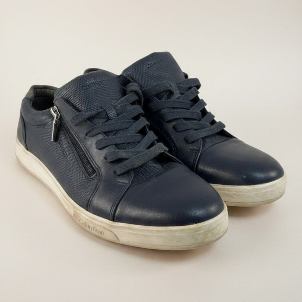 Calvin Klein Bilton Mens Sneakers Black Zip Lace Up Size 10.5 Casual